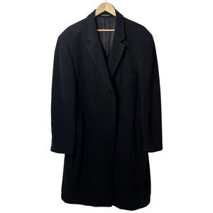 Lauren Ralph Lauren Mens Pure Cashmere Overcoat Coat Size 46L Black Button Front